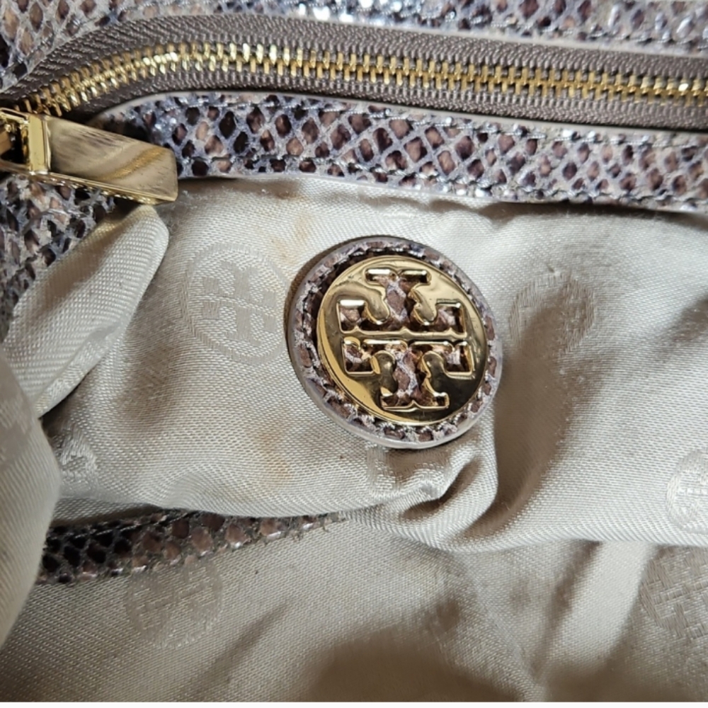 Tory Burch Snake Print Hobo Bag - Cream and Gray - Picture 5 of 6